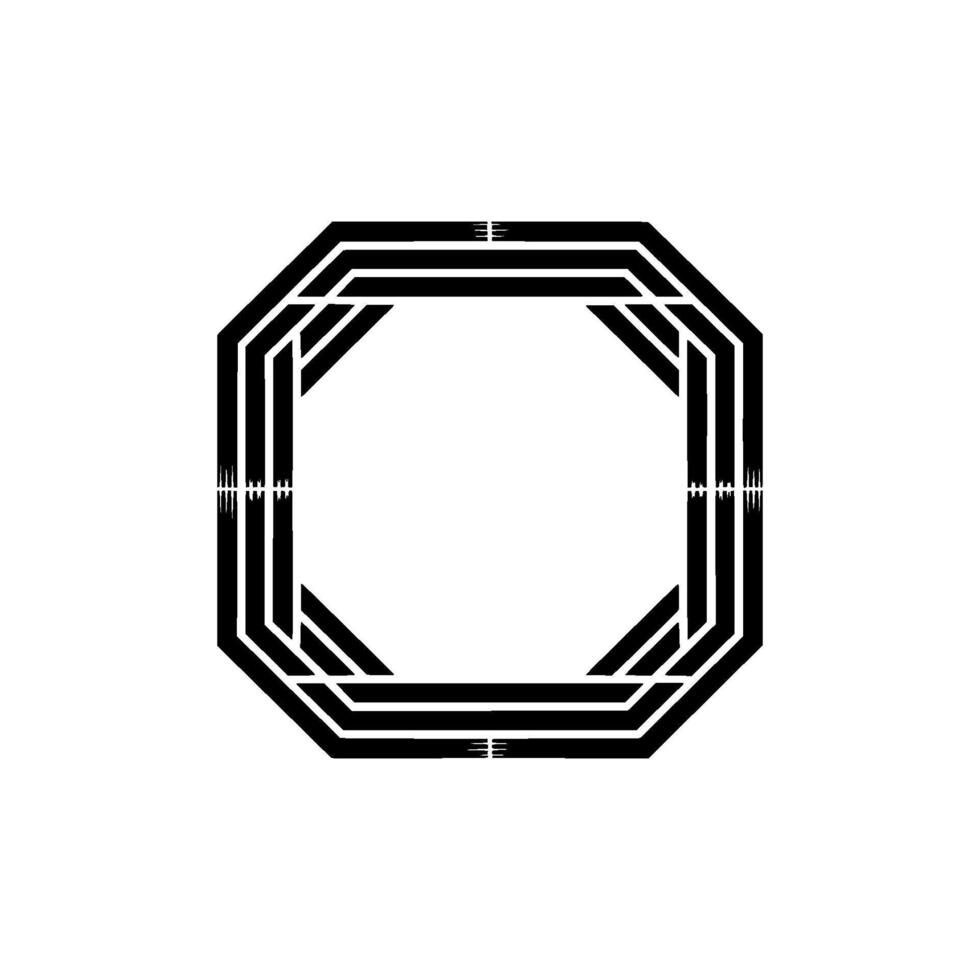 Minimalist Geometric Octagon Black Lines on White. vector