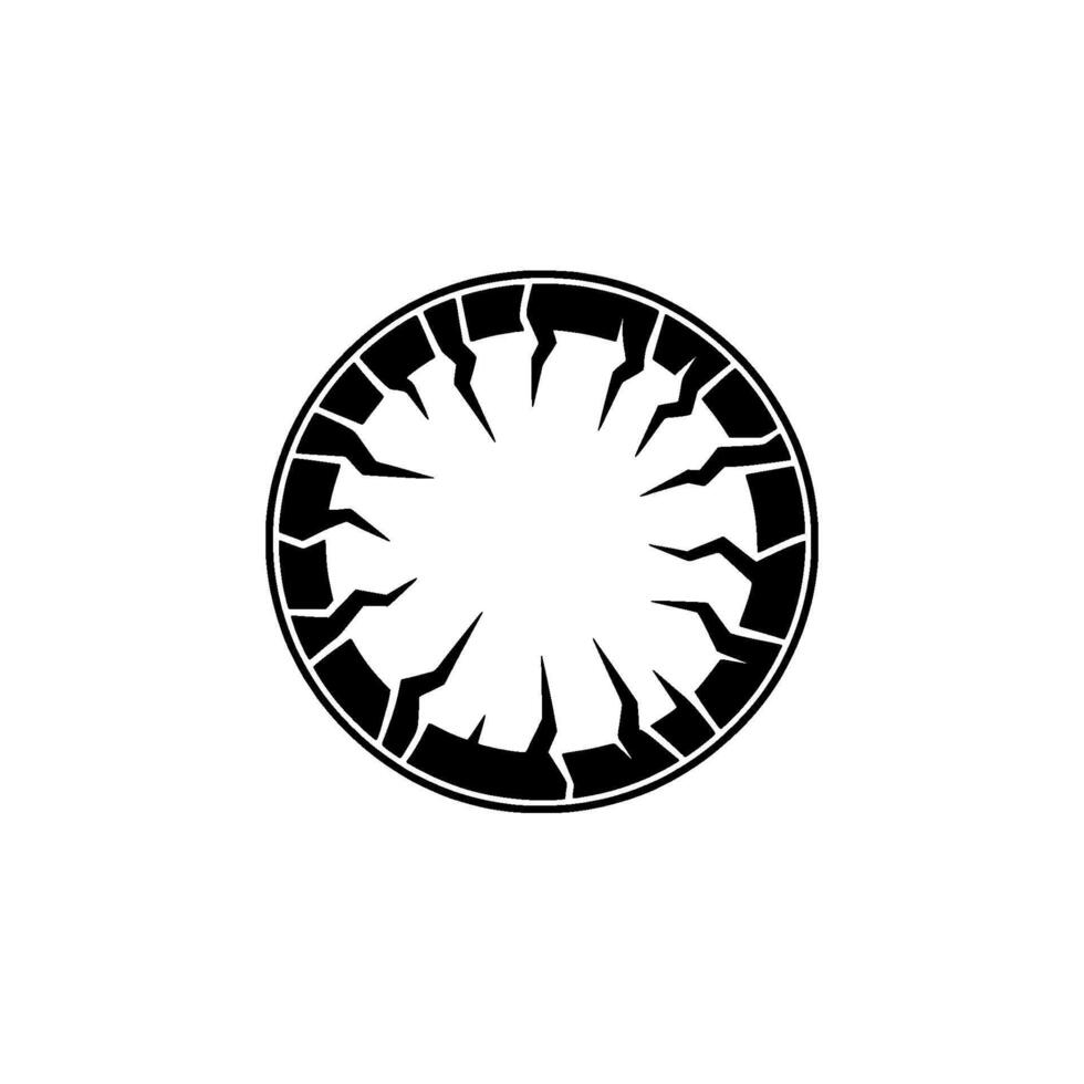 Abstract Cracked Circle in Black and White. vector