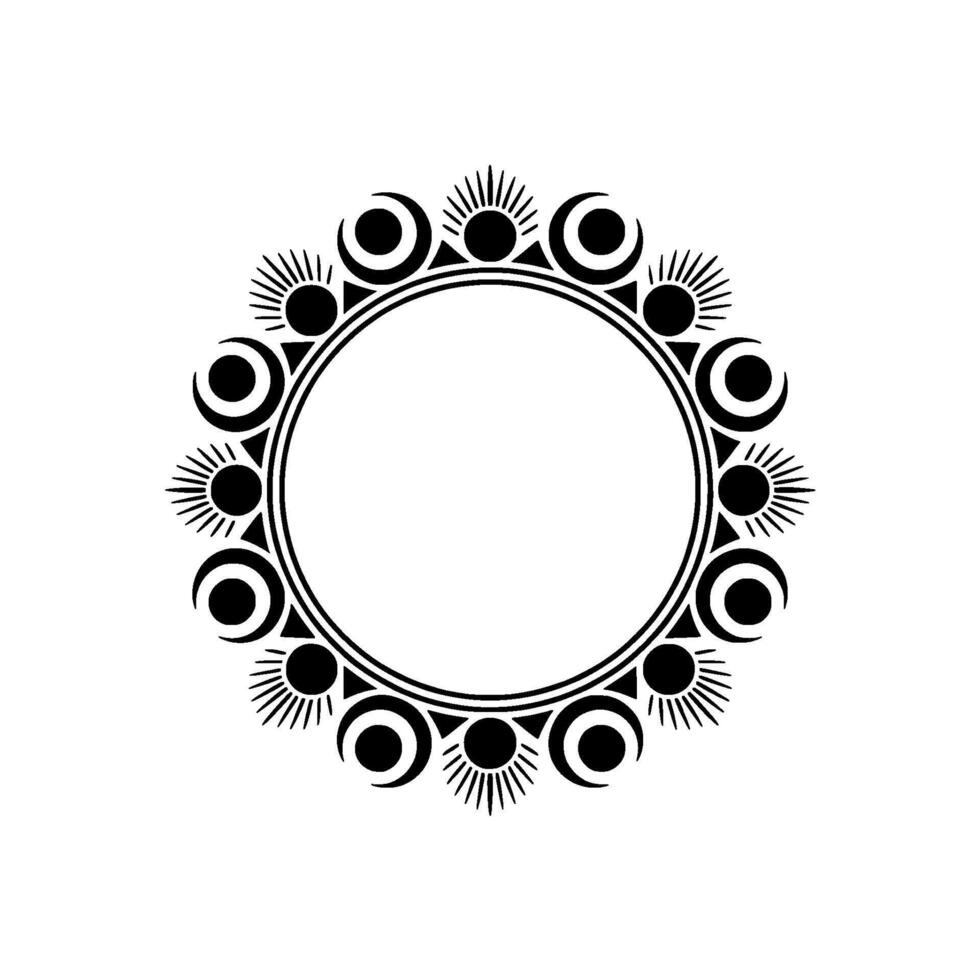 Circular Ornamental Frame, Art Deco Style, Black White, Blank Space. vector