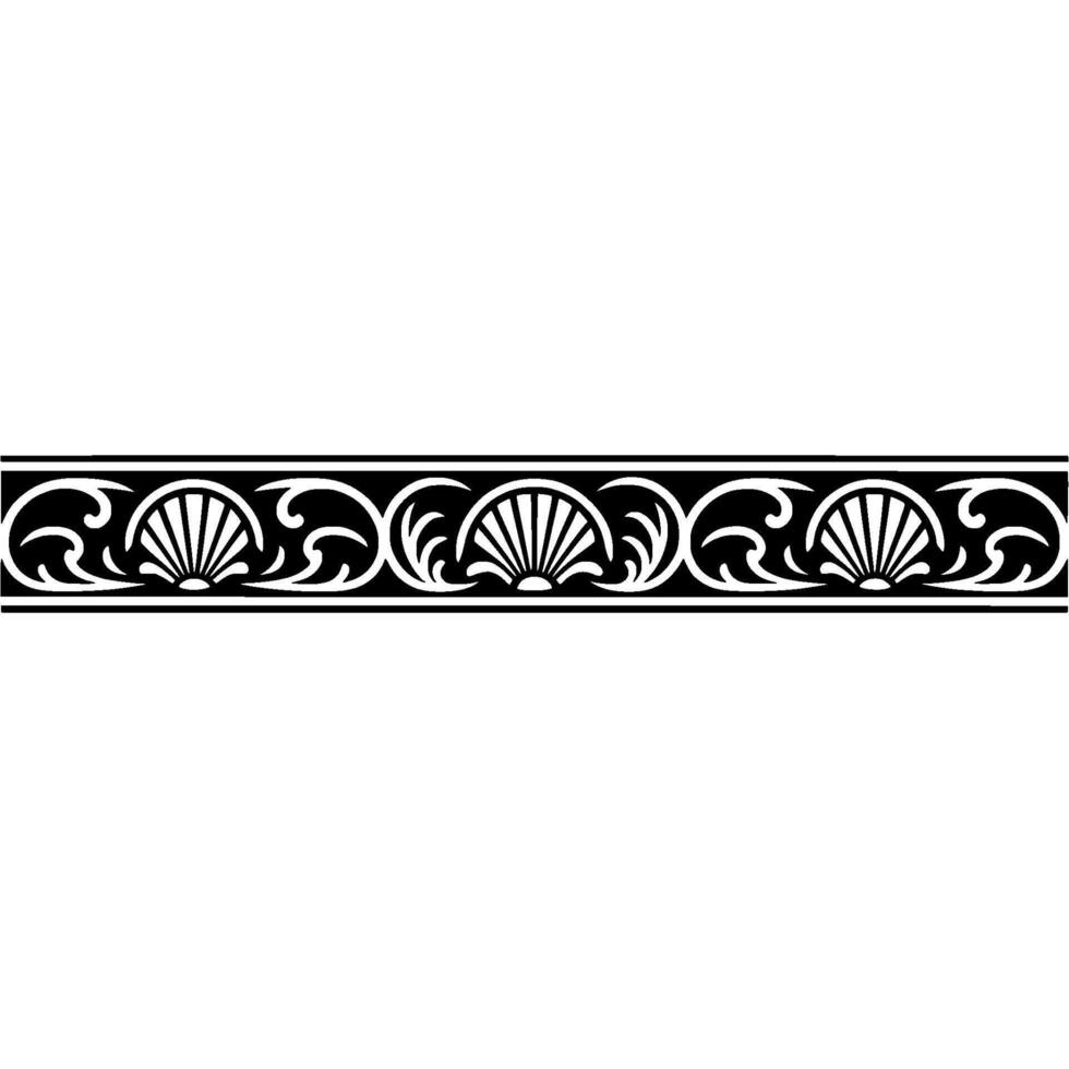 Elegant Black White Shell Border Element. vector