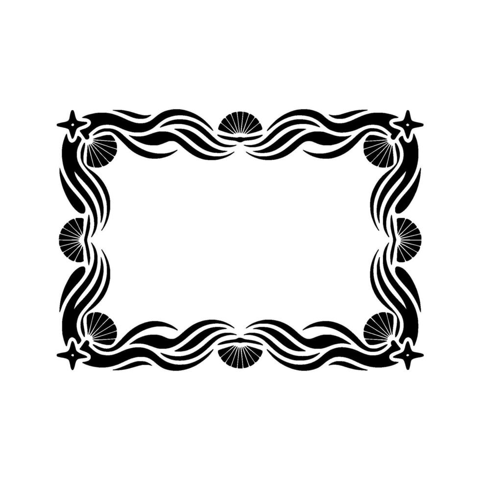 Art Deco Frame, Elegant Black Border on White, Decorative. vector