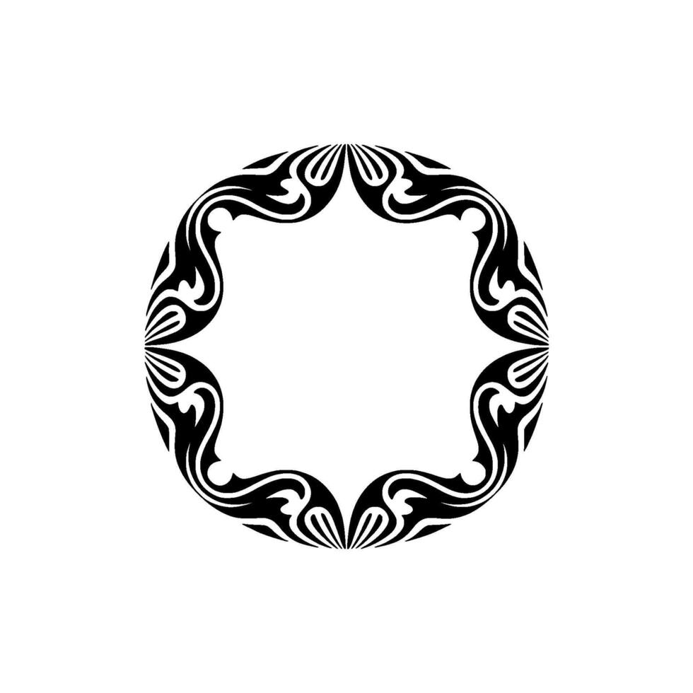 Black Tribal Frame on White Background - Ornamental. vector