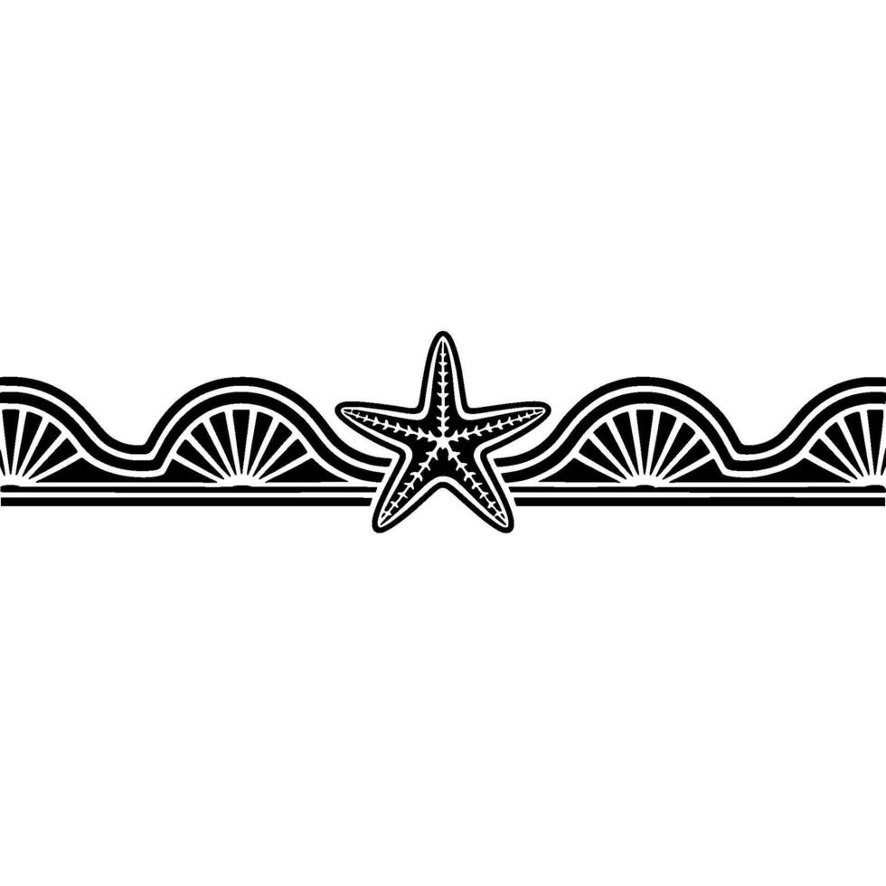 Starfish Wave Border on Gradient Background. vector