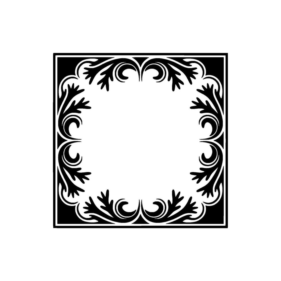Elegant Black White Floral Frame,-. vector
