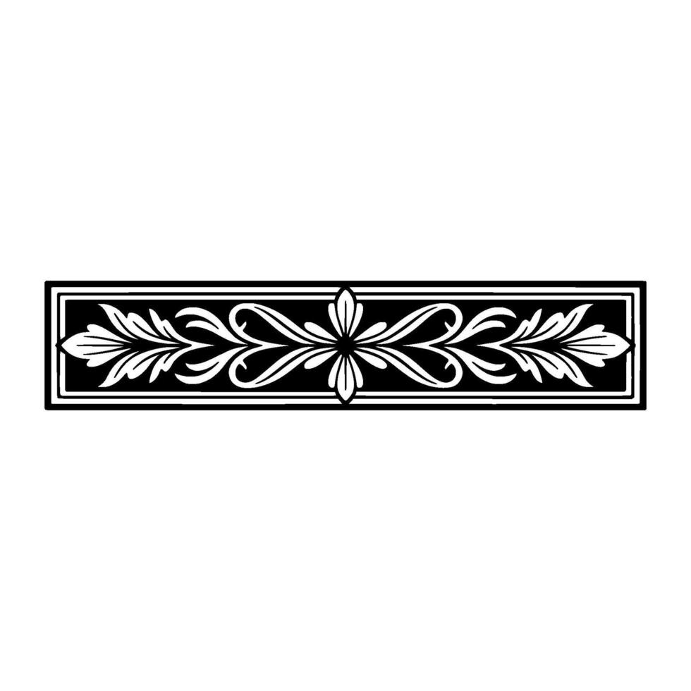 Elegant Floral Border in Black and White, Decorative Motif. vector