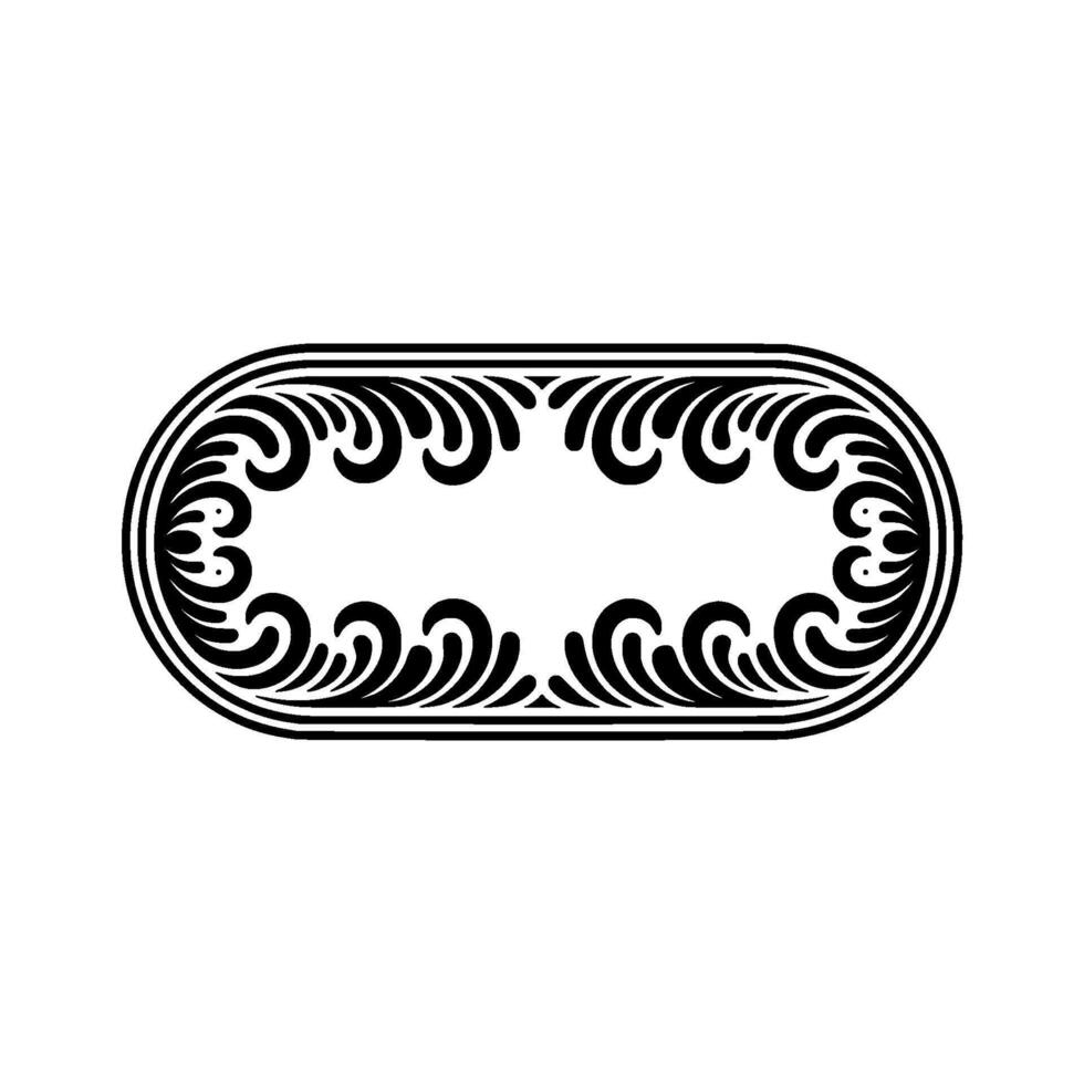 Elegant Black White Oval Frame with Floral. vector