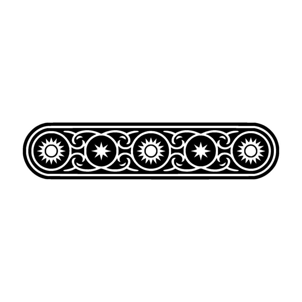 Ornate Black and White Geometric Border , Illustration. vector