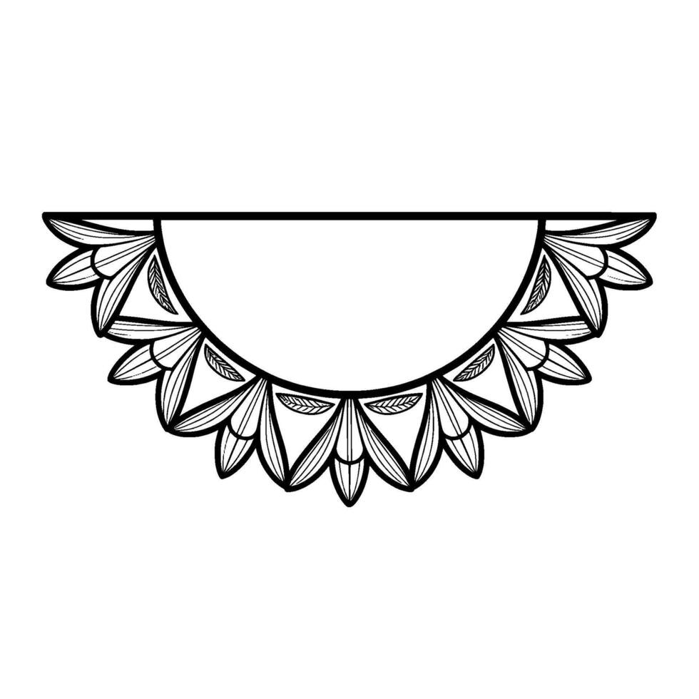 Elegant Mandala-Inspired Decorative Frame, Black and White. vector