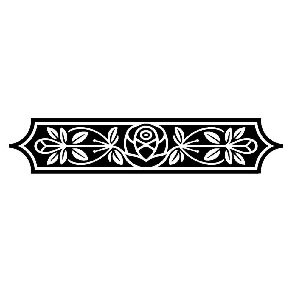 Elegant Art Nouveau Floral Border Element in Black and White. vector