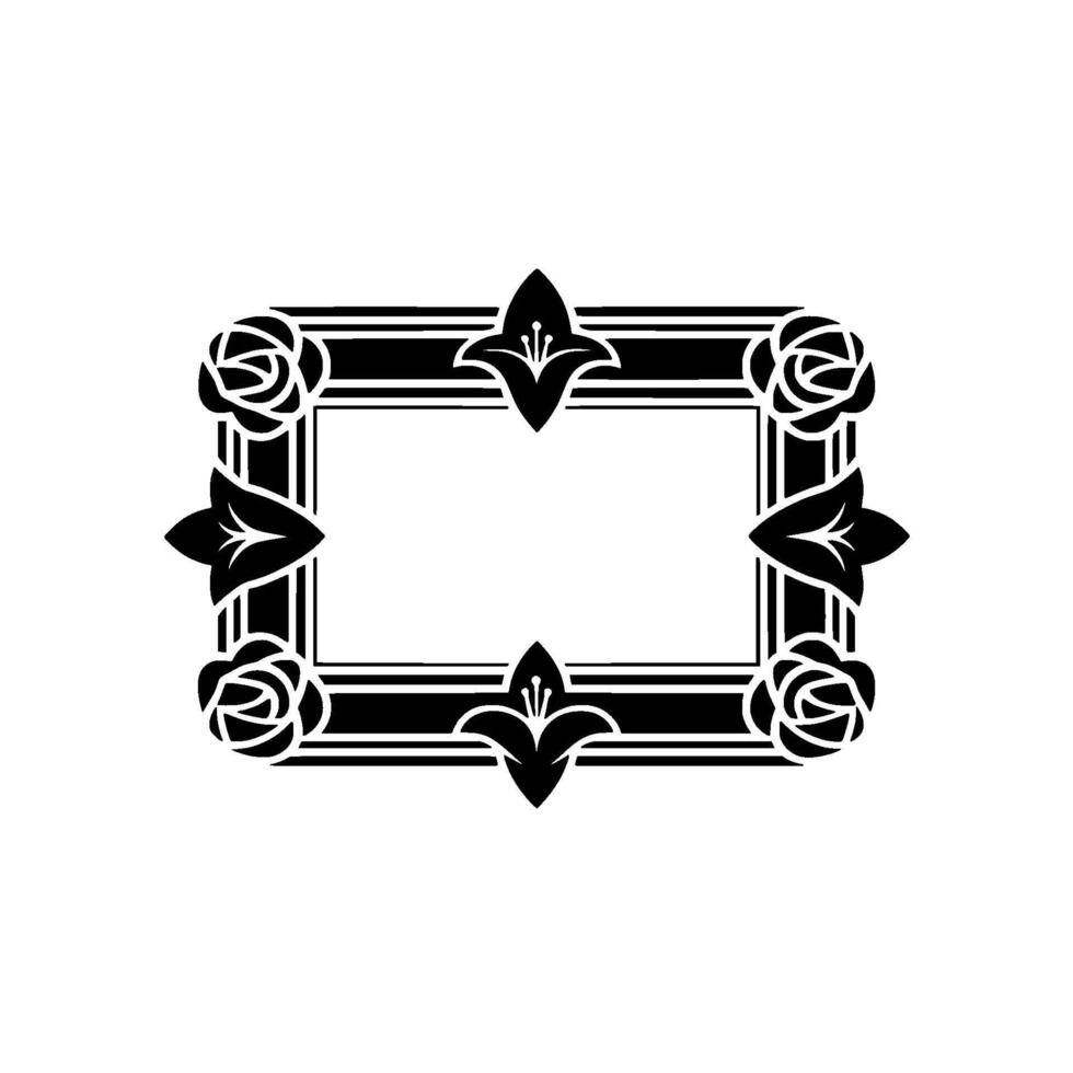 Elegant Black Floral Frame on White Background - ,. vector