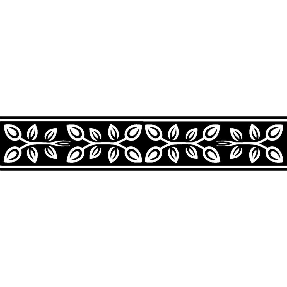 Elegant Black and White Leafy Border - Minimalist. vector