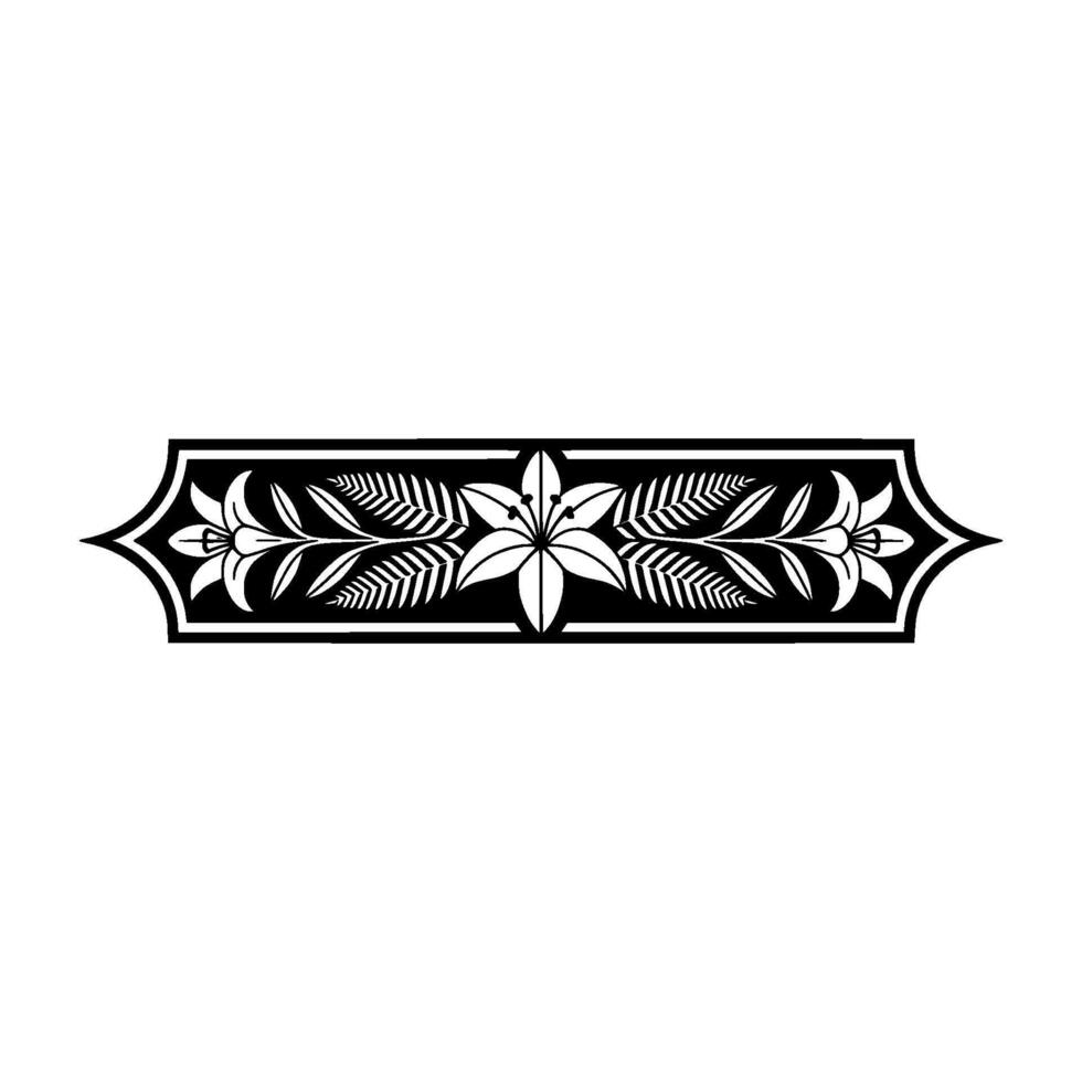 Elegant Floral Border , Black and White, for Decorative Use. vector