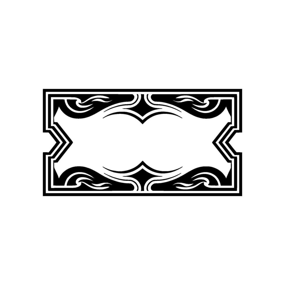 Ornate Rectangular Frame Black and White Element. vector