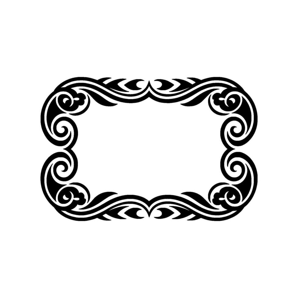 Ornate Black Frame on White Texture Decorative Border, Element. vector