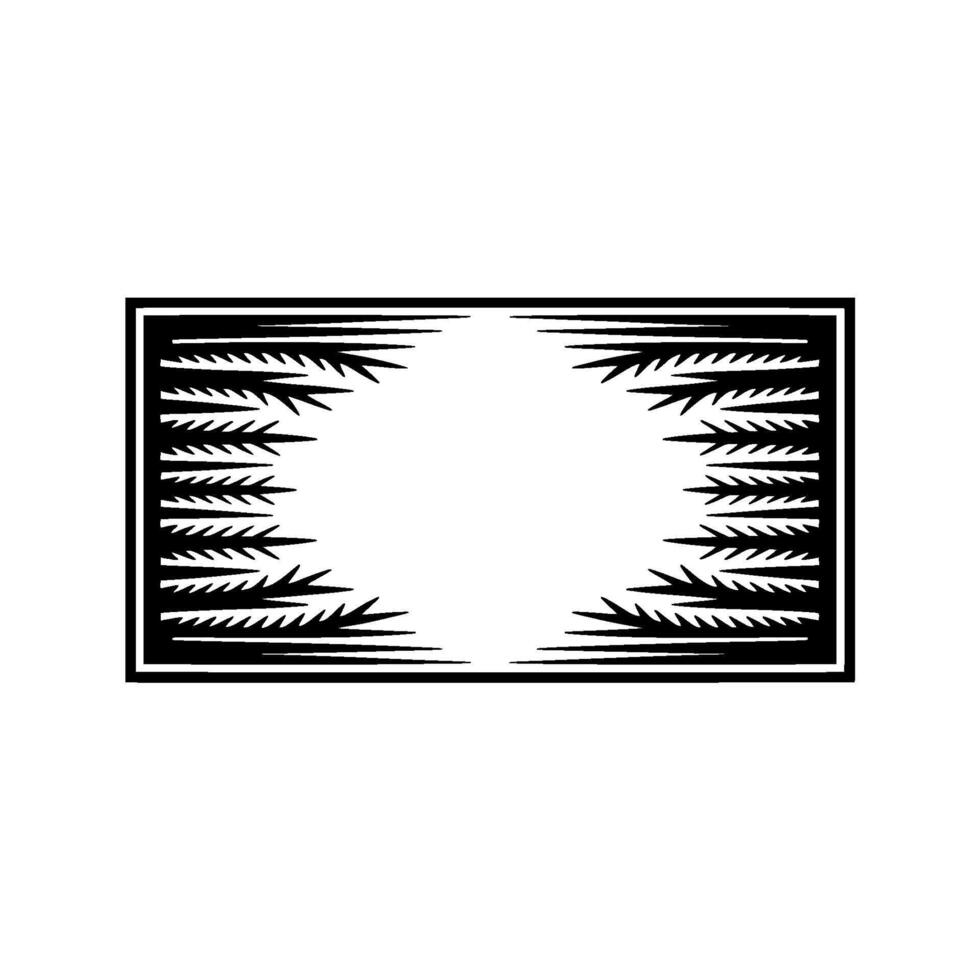 Black Frame With Leafy Abstract Border on Cream Background. vector