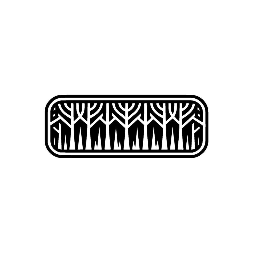 Abstract Forest Pattern in a Rounded Rectangle, Minimalist. vector