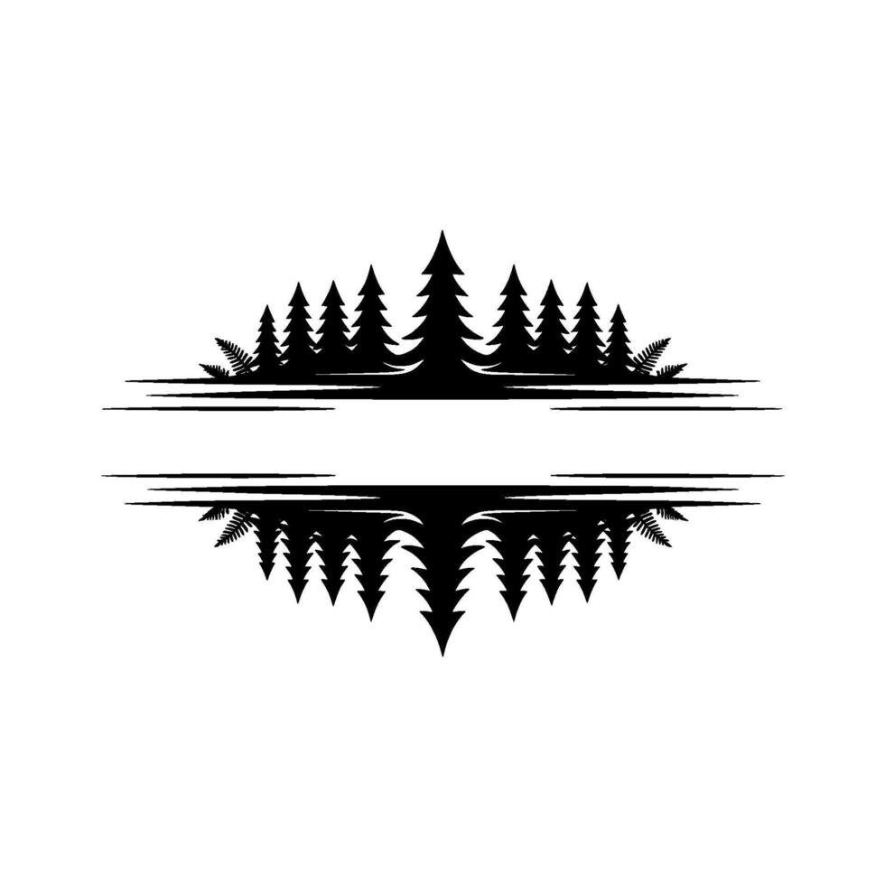 Minimalist Pine Forest Reflection , Nature. vector