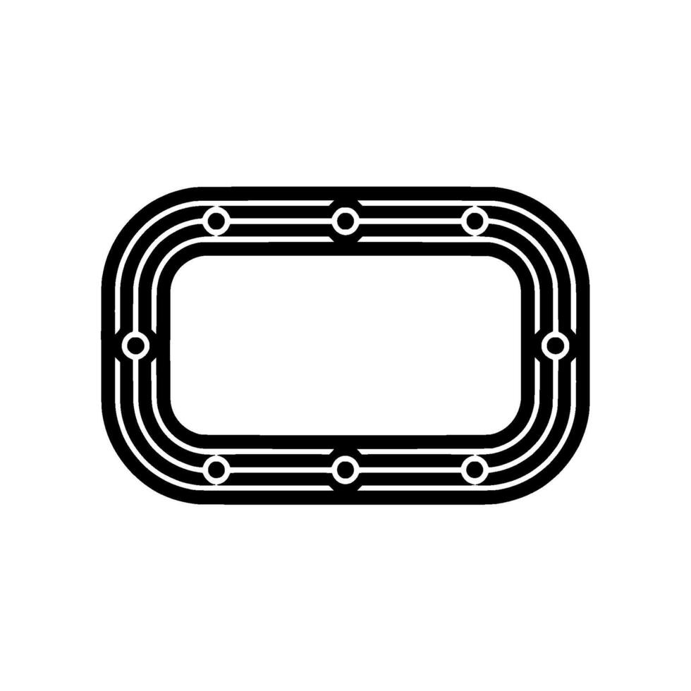Minimalist Black and White Oval Frame with Circle Accents. vector