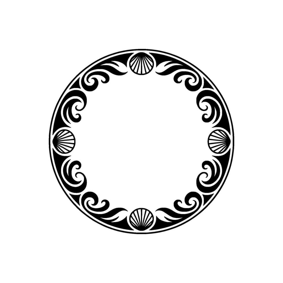 Elegant Circular Decorative Frame with Shell and Swirl Elements. vector