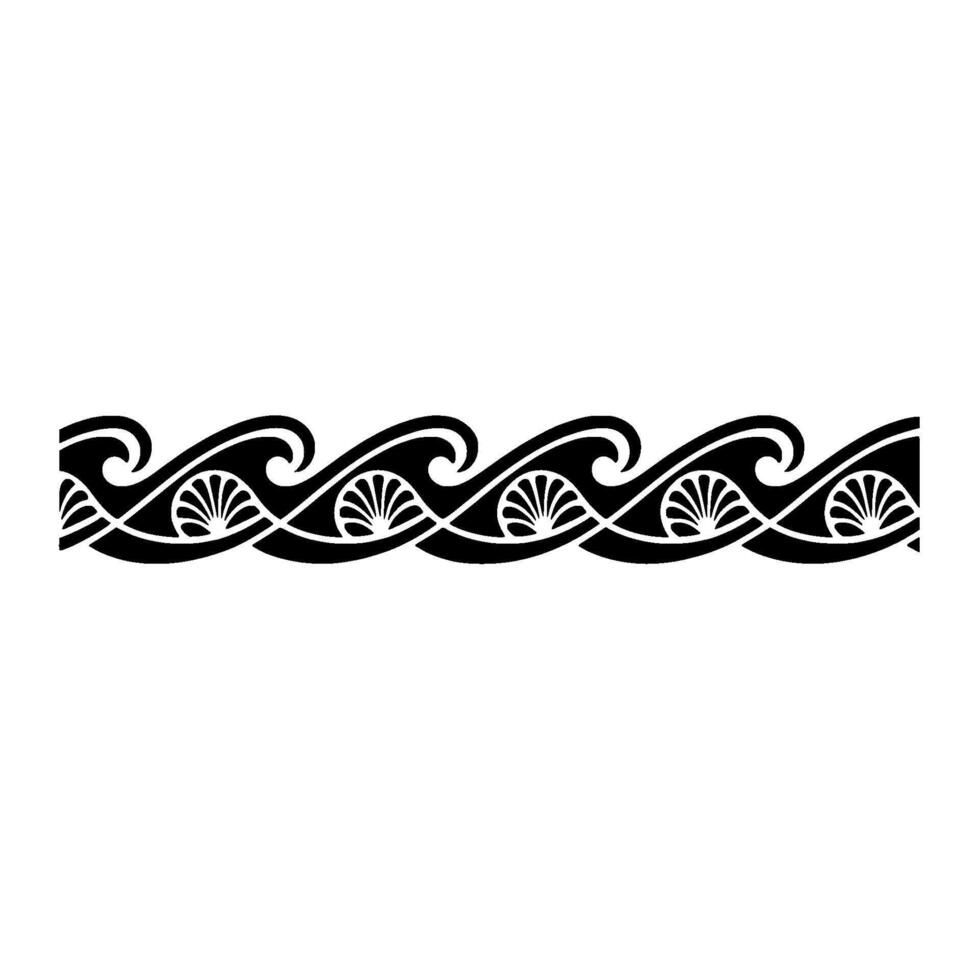 Greek Wave Border Classic Pattern, Black White, Decorative. vector