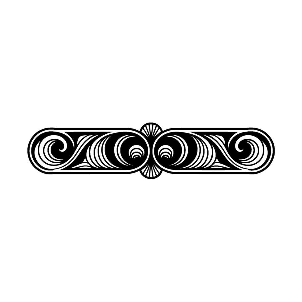 Ornamental Swirl Border - Black and White, Art Deco Element. vector