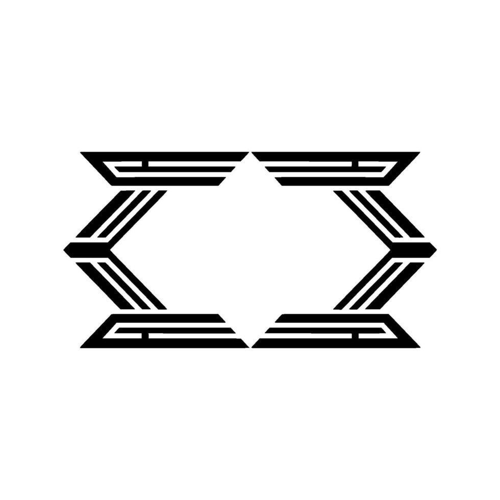 Geometric Art Deco Frame Black Lines on White Background. vector