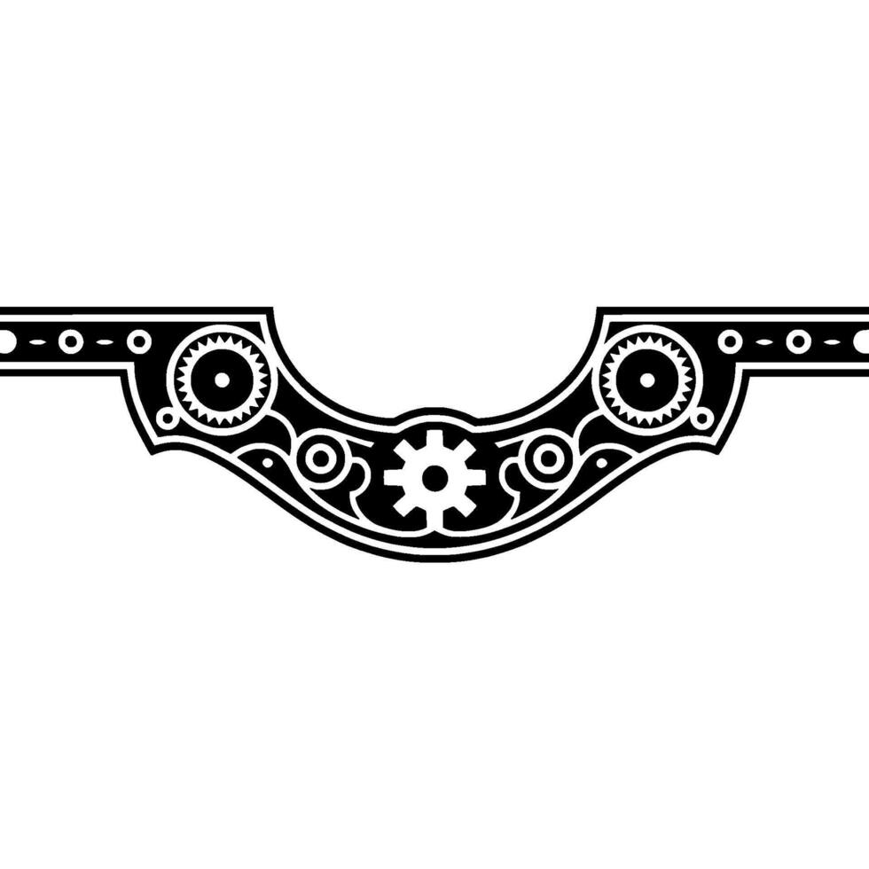 Geometric Steampunk Border Element on White. vector