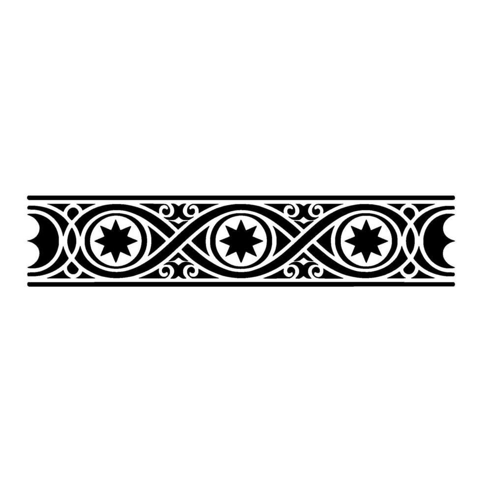 Ornate Black Border with Star Motifs on White. vector