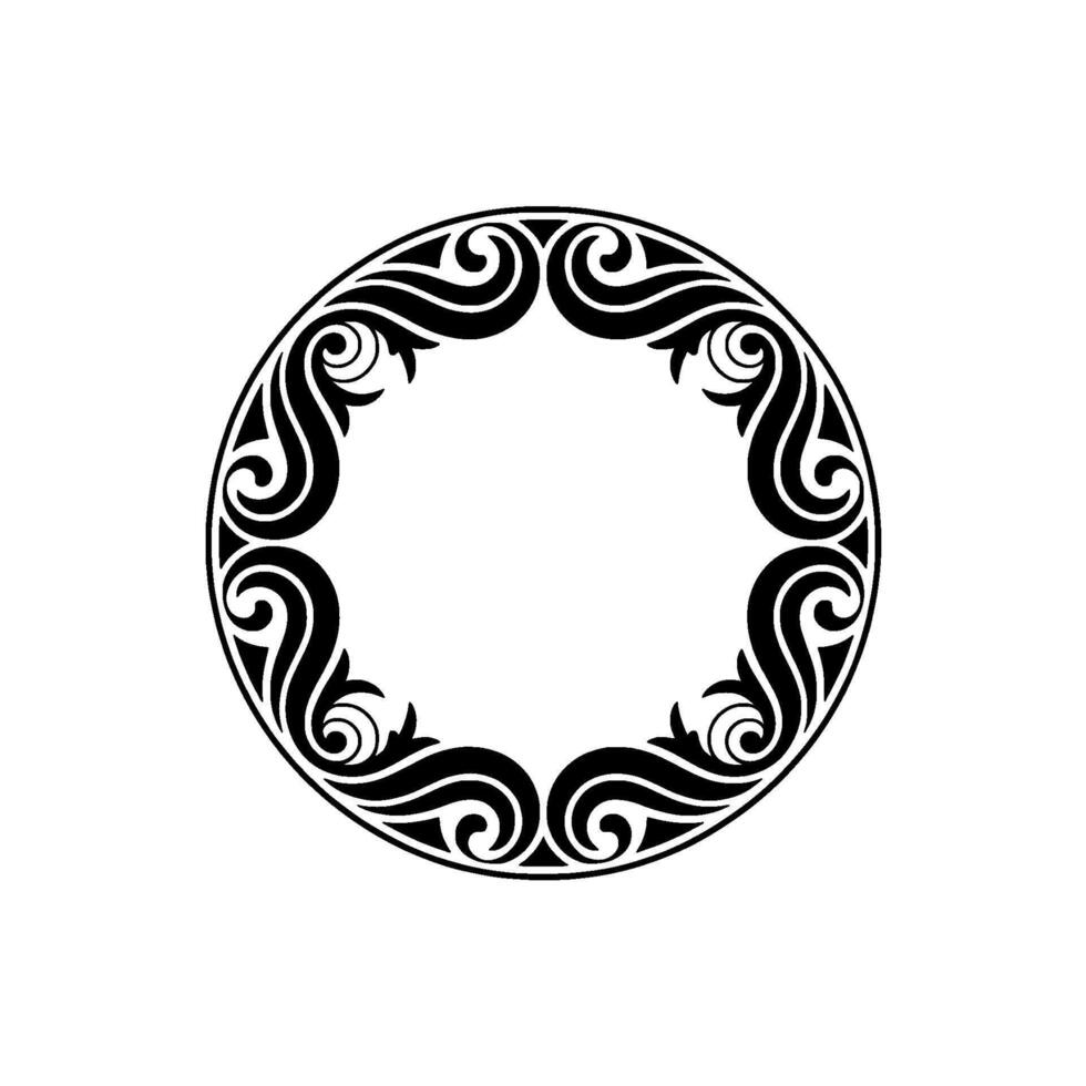 Elegant Black Floral Circle Border - Decorative. vector