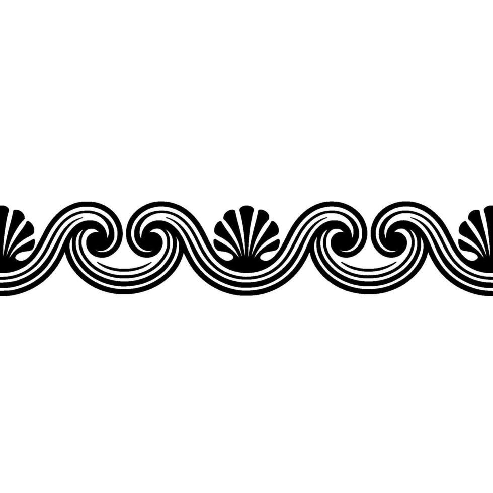 Decorative Wave Pattern Border Black White, Elegant. vector