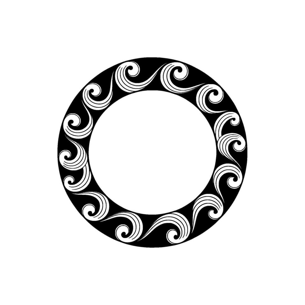 Elegant Black White Circular Ornament - Decorative Border for. vector