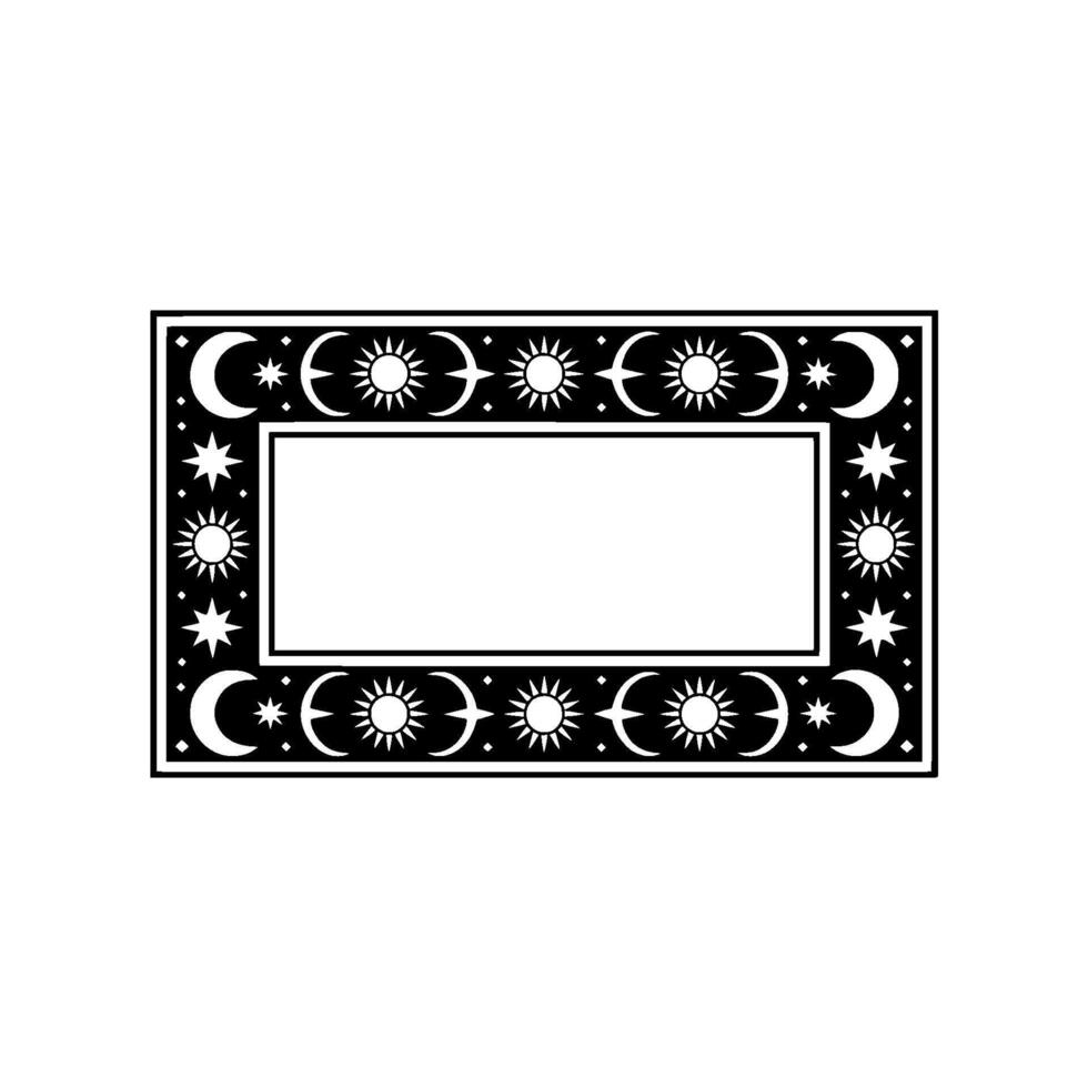 Celestial Frame Sun, Moon, Stars. , Minimalist, Occult. vector