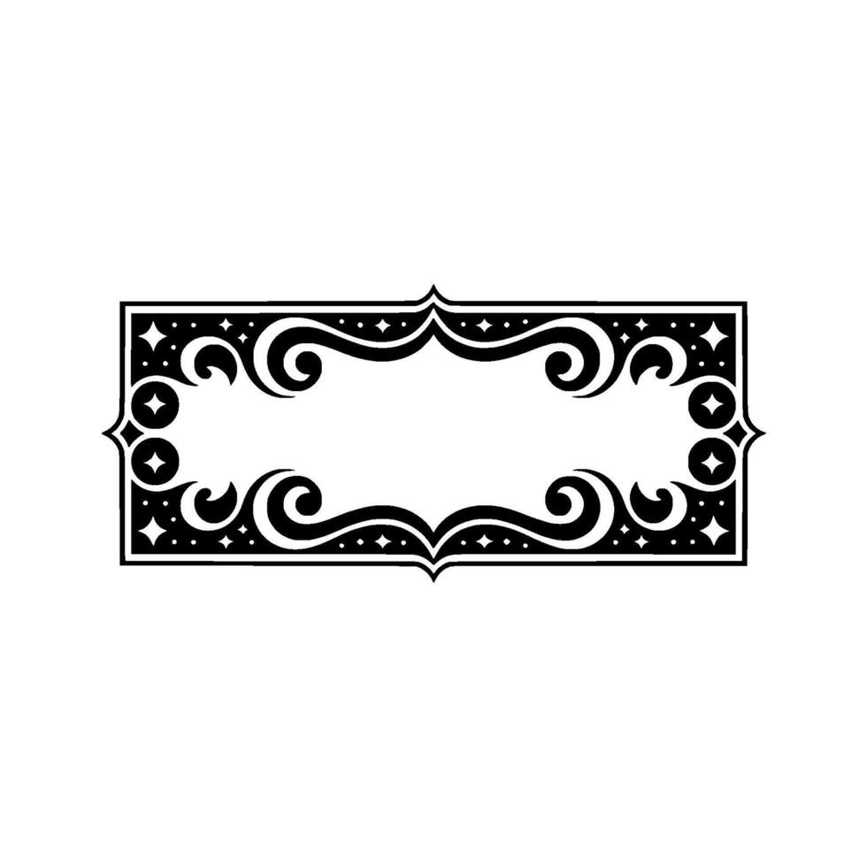 Elegant Black White Ornamental Frame, Decorative Vintage. vector