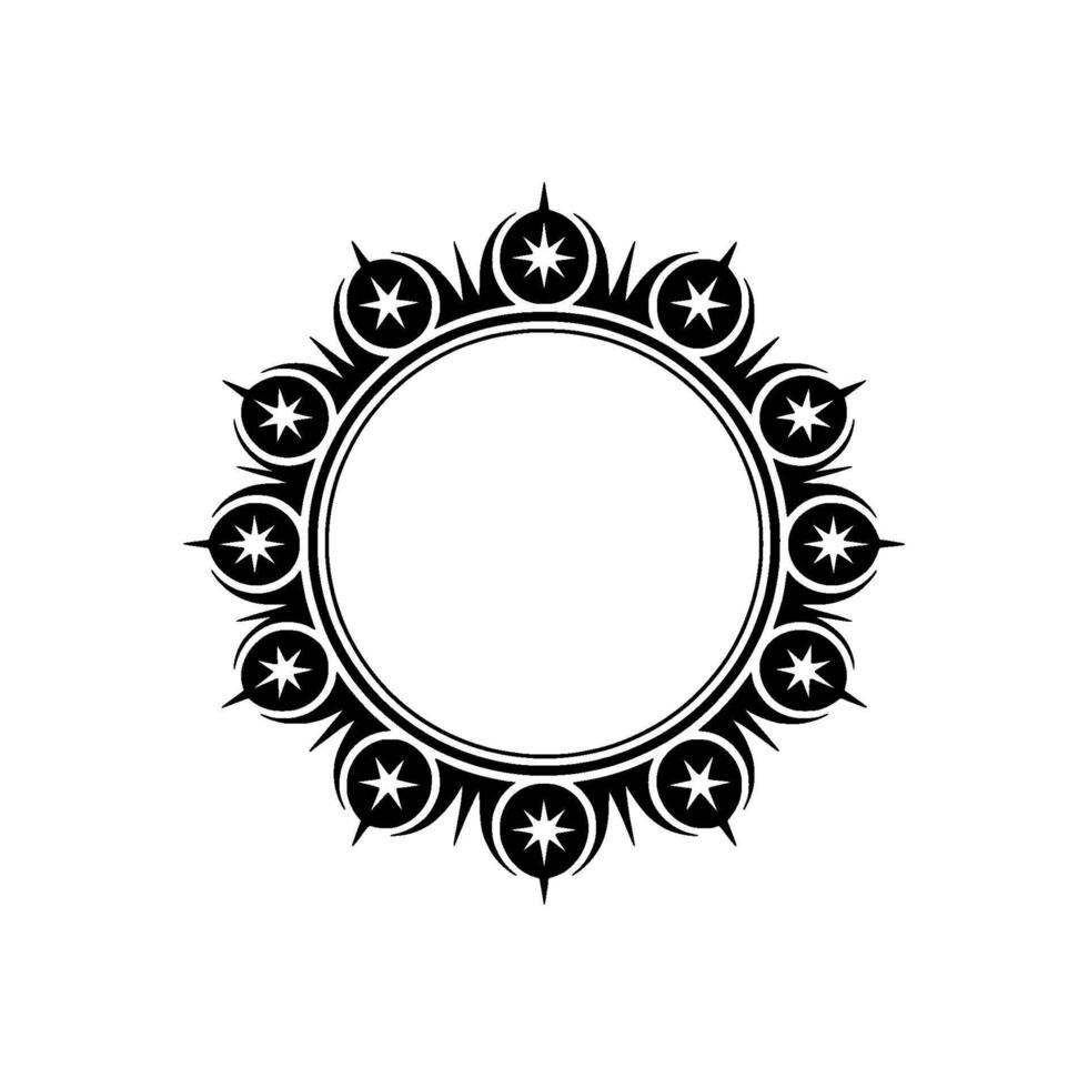 Elegant Circular Starburst Frame, Black on White, Decorative Element. vector