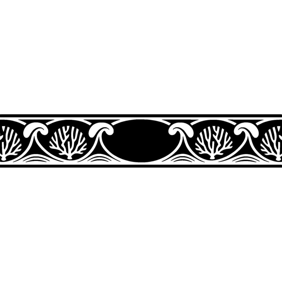 Minimalist Decorative Border Abstract Tree Wave Motif. vector