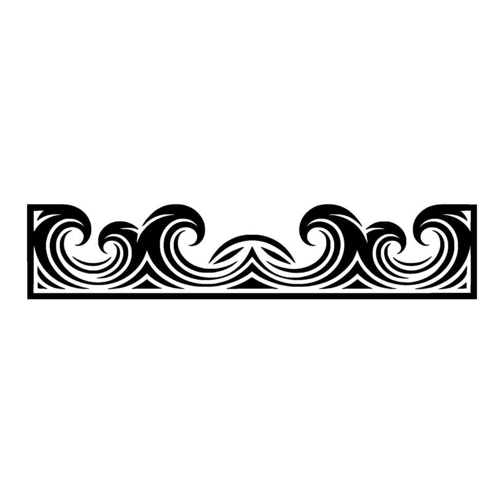 Black Wave Border , Ornament on White Background. vector