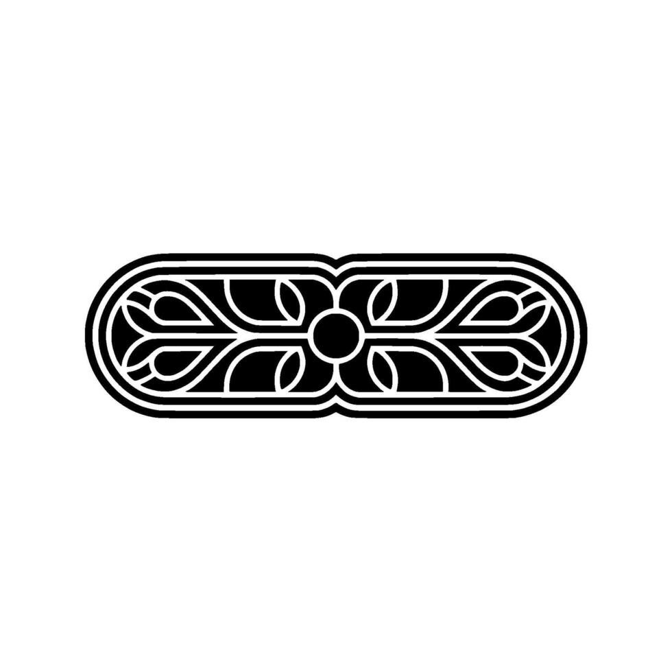 Elegant Black White Floral Ornament, Modern Element. vector