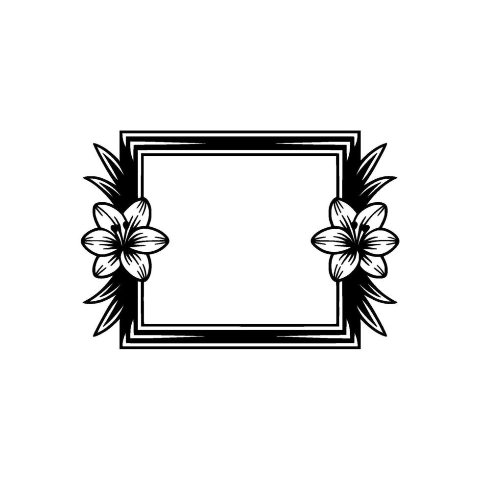 Elegant Lily Frame Monochromatic Floral for Invitations Decor. vector