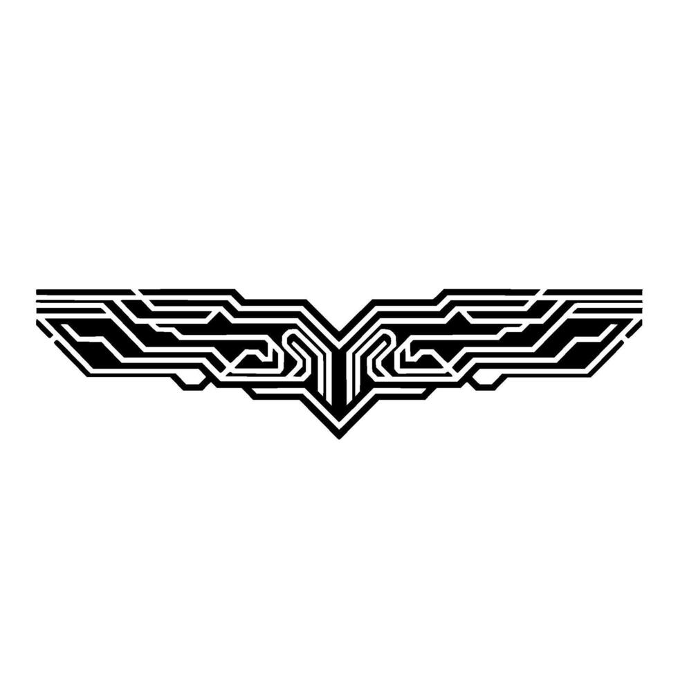 Abstract Circuitry Wing on White, Tech. vector