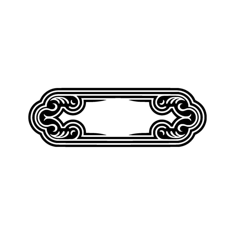 Elegant Ornate Black and White Frame on Light Gray Background. vector