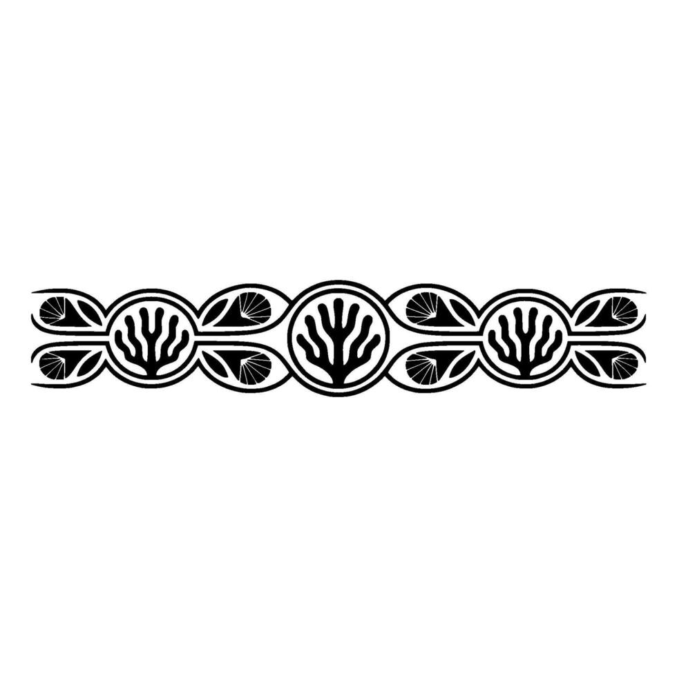 Elegant Black White Decorative Border with Abstract Foliage. vector