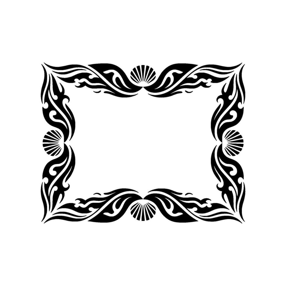 Tribal Frame - Black on White, Decorative Border. vector