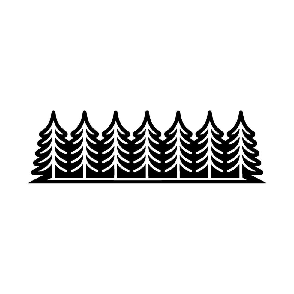 Minimalist Black Forest Line Art on White Background. vector