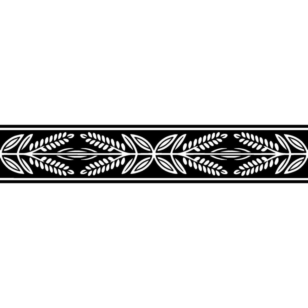 Elegant Floral Border on Black, Decorative Pattern. vector