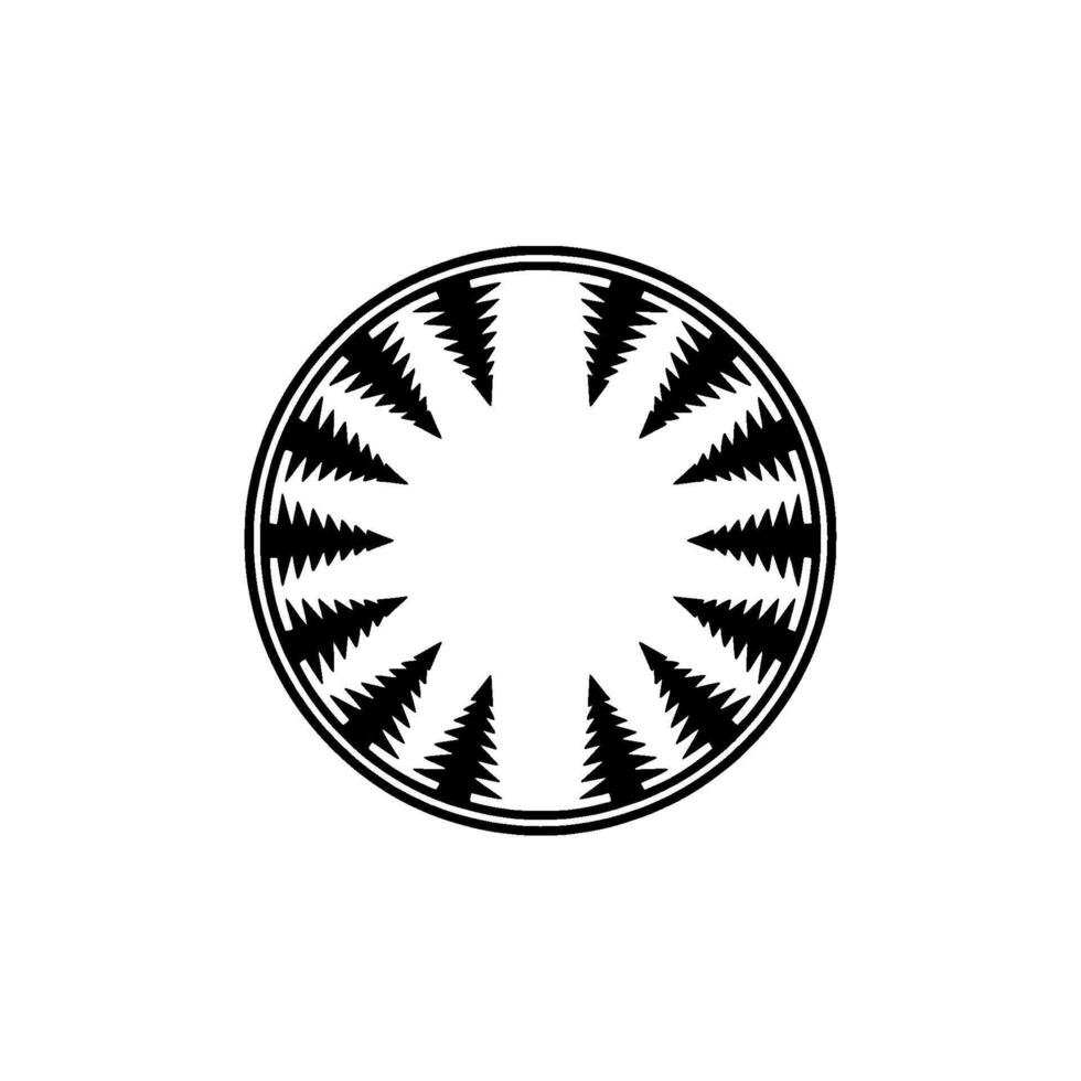Abstract Circular Ornament with Fir Tree Motif, Minimalist. vector