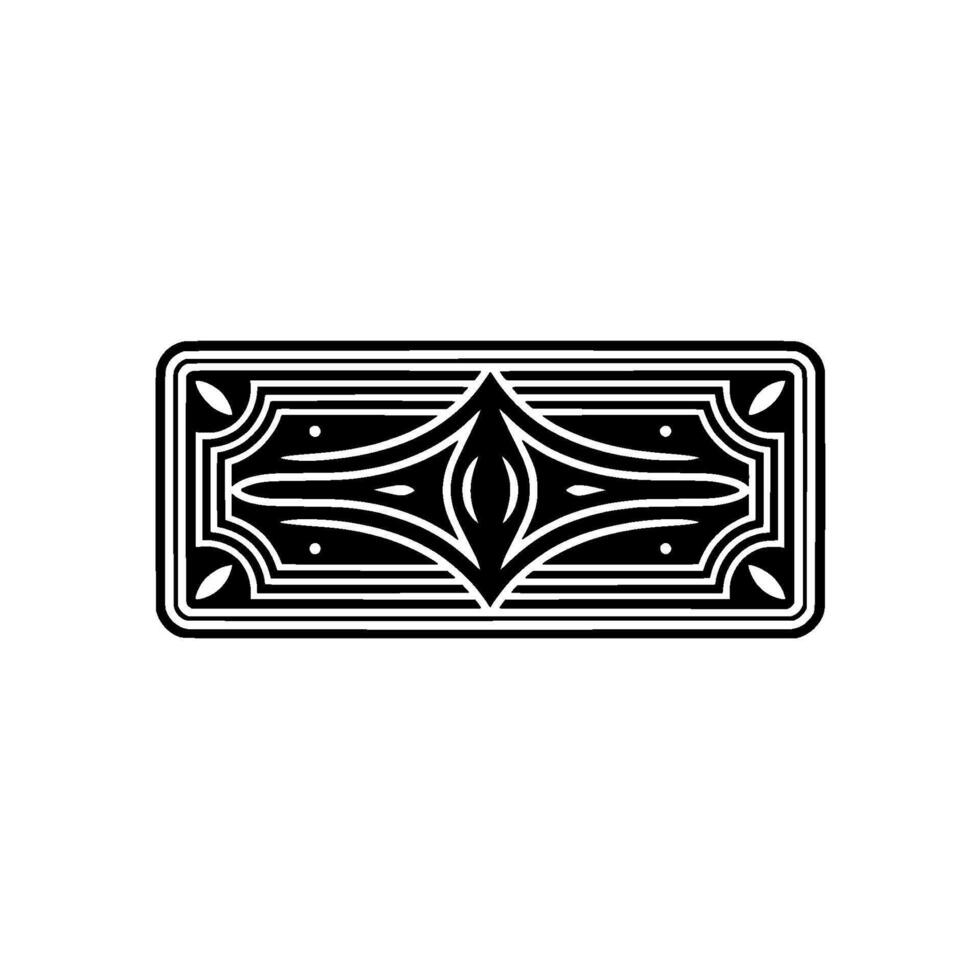 Art Deco Rectangular Ornament, Black White. vector
