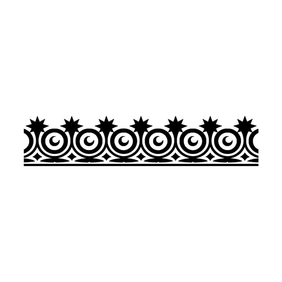 Minimalist Black White Decorative Border with Stars and Spirals. vector