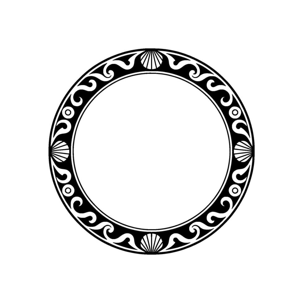 Elegant Circular Frame with Seashell Motif - Illustration. vector