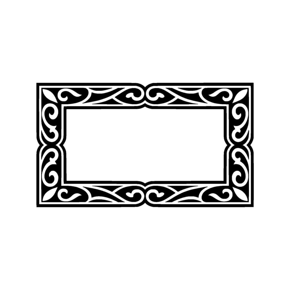 Ornate Rectangular Frame , Black and White Decorative Element. vector
