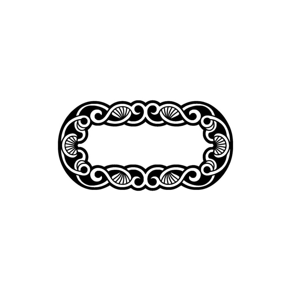 Ornate Black and White Oval Frame. vector